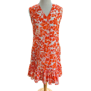 Carolina Herrera CH Orange Red Size 6 Dress Floral Sleeveless Mini Women’s